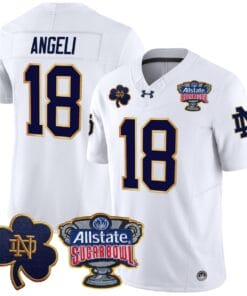 Steve Angeli Jersey #18 Notre Dame 2024 Sugar Bowl Patch V2 Football All Stitched 9 S78THJY