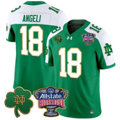 Steve Angeli Jersey #18 Notre Dame 2024 Sugar Bowl Patch V2 Football All Stitched 16 Steve Angeli Jersey #18 Notre Dame 2024 Sugar Bowl Patch V2 Football All Stitched