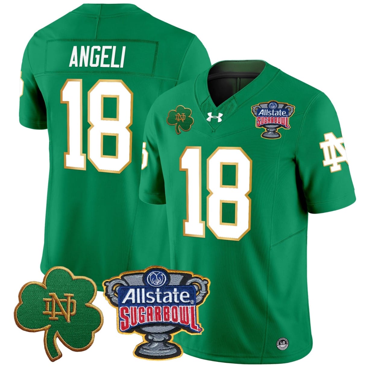 Steve Angeli Jersey #18 Notre Dame 2024 Sugar Bowl Patch V2 Football All Stitched 2 Steve Angeli Jersey #18 Notre Dame 2024 Sugar Bowl Patch V2 Football All Stitched - Image 2