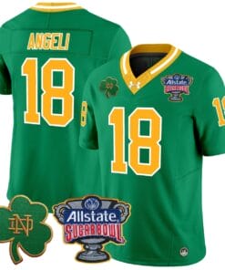 Steve Angeli Jersey #18 Notre Dame 2024 Sugar Bowl Patch V2 Football All Stitched 10 Steve Angeli Jersey 18 Notre Dame 2024 Sugar Bowl Patch V2 Throwback