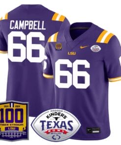Will Campbell Jersey #66 LSU Tigers Texas Bowl Patch Football All Stitched