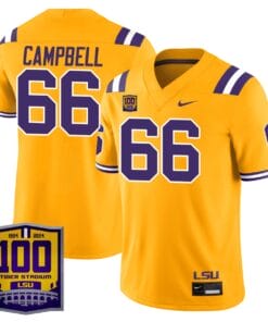 Will Campbell Jersey #66 LSU Tigers 100 Years of Tiger Stadium Patch Football All Stitched