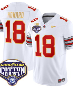 Will Howard Jersey 18 Ohio State Heritage Stripe Cotton Bowl White