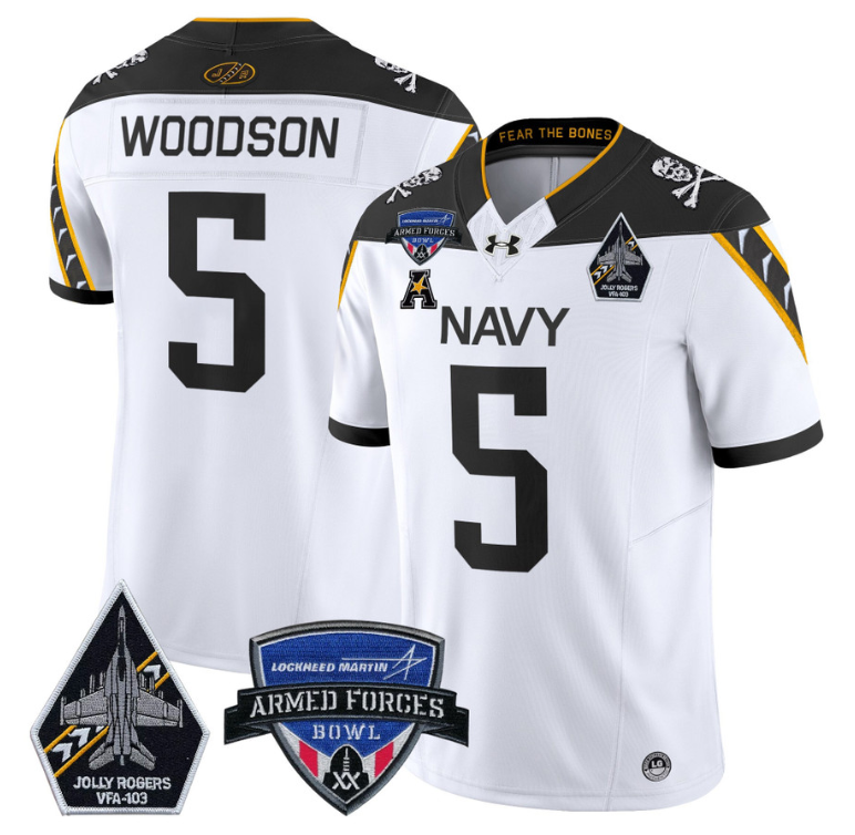 Braxton Woodson Jersey #5 Navy Midshipmen 2025 Armed Forces Bowl All Stitched Football 4 Braxton Woodson Jersey #5 Navy Midshipmen 2025 Armed Forces Bowl All Stitched Football - Image 4