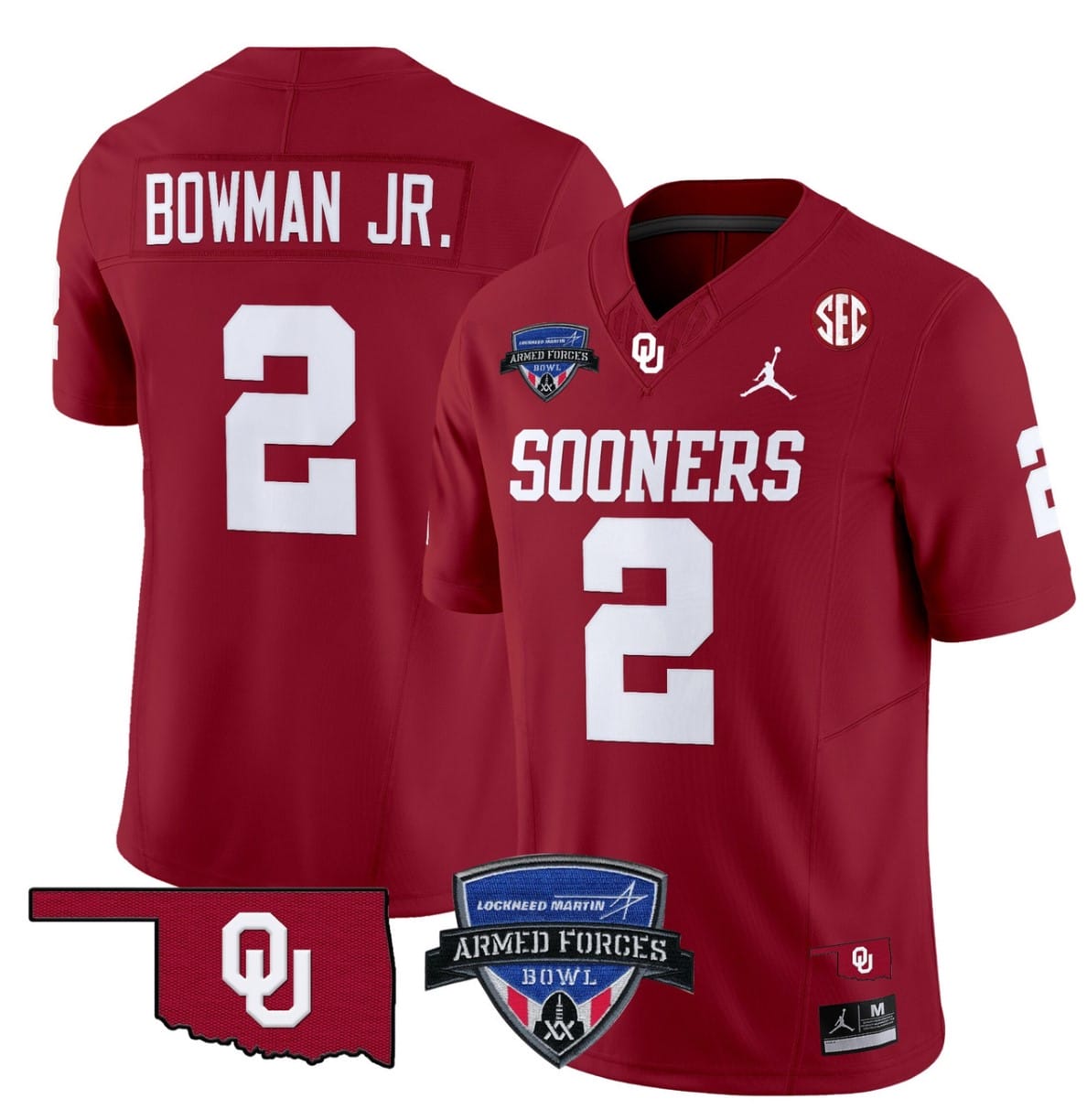 Billy Bowman Jr Jersey #2 Oklahoma Sooners 2025 Armed Forces Bowl Patch Football All Stitched 4 Billy Bowman Jr Jersey #2 Oklahoma Sooners 2025 Armed Forces Bowl Patch Football All Stitched - Image 4