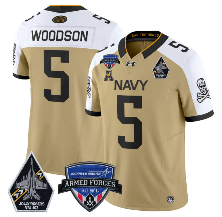 Braxton Woodson Jersey #5 Navy Midshipmen 2025 Armed Forces Bowl All Stitched Football 3 Braxton Woodson Jersey #5 Navy Midshipmen 2025 Armed Forces Bowl All Stitched Football - Image 3
