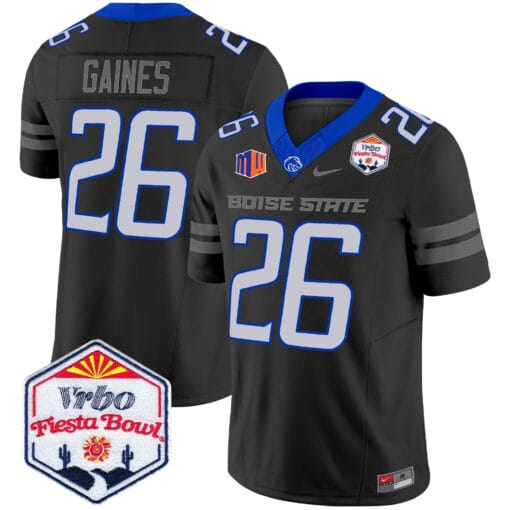 Sire Gaines Jersey #26 Boise State Broncos 2025 Fiesta Bowl Patch Vapor Stitched Football 1 Sire Gaines Jersey #26 Boise State Broncos 2025 Fiesta Bowl Patch Vapor Stitched Football