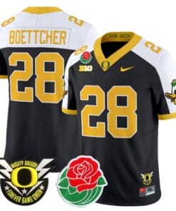 Bryce Boettcher Jersey #28 Oregon Ducks 2025 Rose Bowl Game Patch Vapor Black Alternate