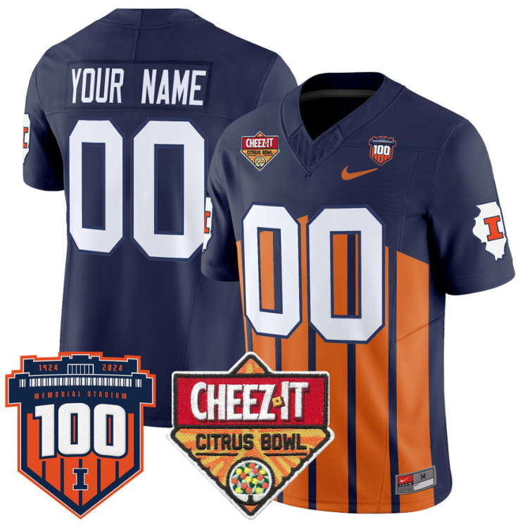 Custom Illinois Fighting Jersey 2025 Cheez-It Citrus Bowl Stitched Football 3 Custom Illinois Fighting Jersey 2025 Cheez-It Citrus Bowl Stitched Football - Image 3