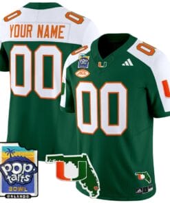 Custom Miami Hurricanes Jersey Name, Number 2025 PopTarts Bowl Patch Football All Stitched 11 C6UK324