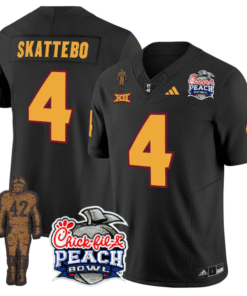 Alternative view of Cam Skattebo Jersey #4 Arizona State Peach Bowl Patch All Stitched Football