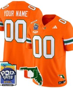 Custom Miami Hurricanes Jersey Name, Number 2025 PopTarts Bowl Patch Football All Stitched 8 CEH2ZP3