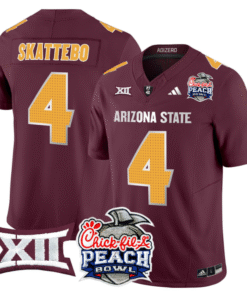 Alternative view of Cam Skattebo Jersey #4 Arizona State Sun Devils 2025 Peach Bowl Stitched Football