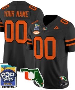 Custom Miami Hurricanes Jersey Name, Number 2025 PopTarts Bowl Patch Football All Stitched