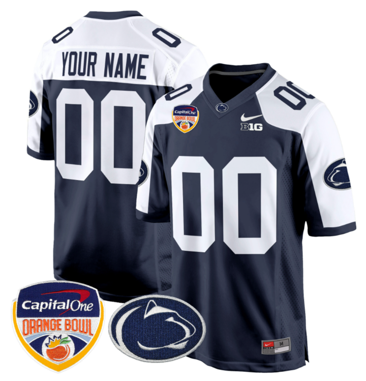 Custom Penn State Jersey Name, Number Orange Bowl Patch Vapor Stitched Football 3 Custom Penn State Jersey Name, Number Orange Bowl Patch Vapor Stitched Football - Image 3