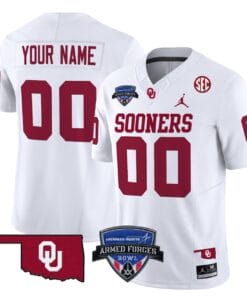 Alternative view of Custom Oklahoma Sooners Jersey 2025 Armed Forces Bowl Patch Football All Stitched