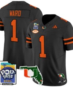 Cam Ward Jersey #1 Miami Hurricanes 2025 PopTarts Bowl Patch Football All Stitched