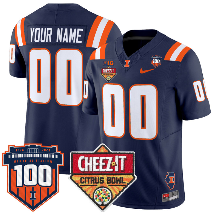 Custom Illinois Fighting Jersey 2025 Cheez-It Citrus Bowl Stitched Football 6 Custom Illinois Fighting Jersey 2025 Cheez-It Citrus Bowl Stitched Football - Image 6