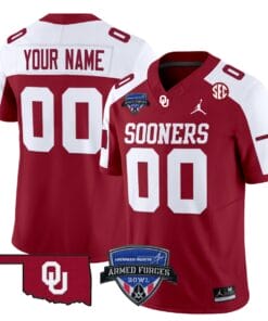 Custom Oklahoma Sooners Jersey 2025 Armed Forces Bowl Patch Football All Stitched
