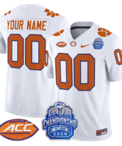 Alternative view of Custom Clemson Tigers Jersey 2024 ACC Championship Patch Stitched Football