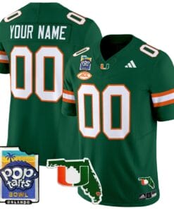 Custom Miami Hurricanes Jersey Name, Number 2025 PopTarts Bowl Patch Football All Stitched 10 CWD9KCI