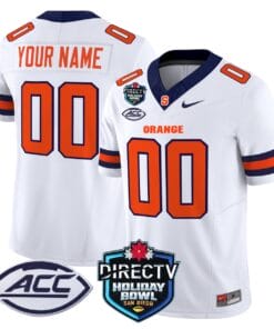 Alternative view of Custom Syracuse Orange Jersey Name, Number 2025 Holiday Bowl Patch Navy All Stitched Football