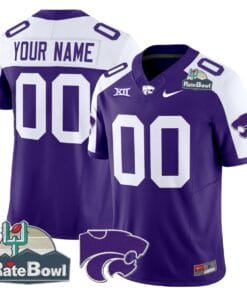 Alternative view of Custom Kansas State Wildcats Jersey 2025 Rate Bowl Patch Football All Stitched
