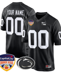 Custom Penn State Jersey Name, Number Orange Bowl Patch Vapor Stitched Football 8 Custom Penn State Jersey Name Number Orange Bowl Patch Football Black
