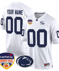 Custom Penn State Jersey Name, Number Orange Bowl Patch Vapor Stitched Football 9 Custom Penn State Jersey Name Number Orange Bowl Patch Football White