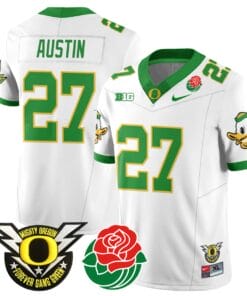 Daylen Austin Jersey #27 Oregon Ducks 2024 Mighty Rose Bowl Patch All Stitched Football 14 D0ZRV5G
