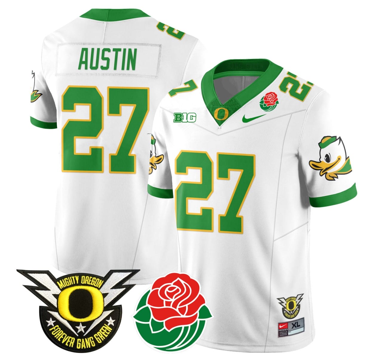 Daylen Austin Jersey #27 Oregon Ducks 2024 Mighty Rose Bowl Patch All Stitched Football 3 Daylen Austin Jersey #27 Oregon Ducks 2024 Mighty Rose Bowl Patch All Stitched Football - Image 3