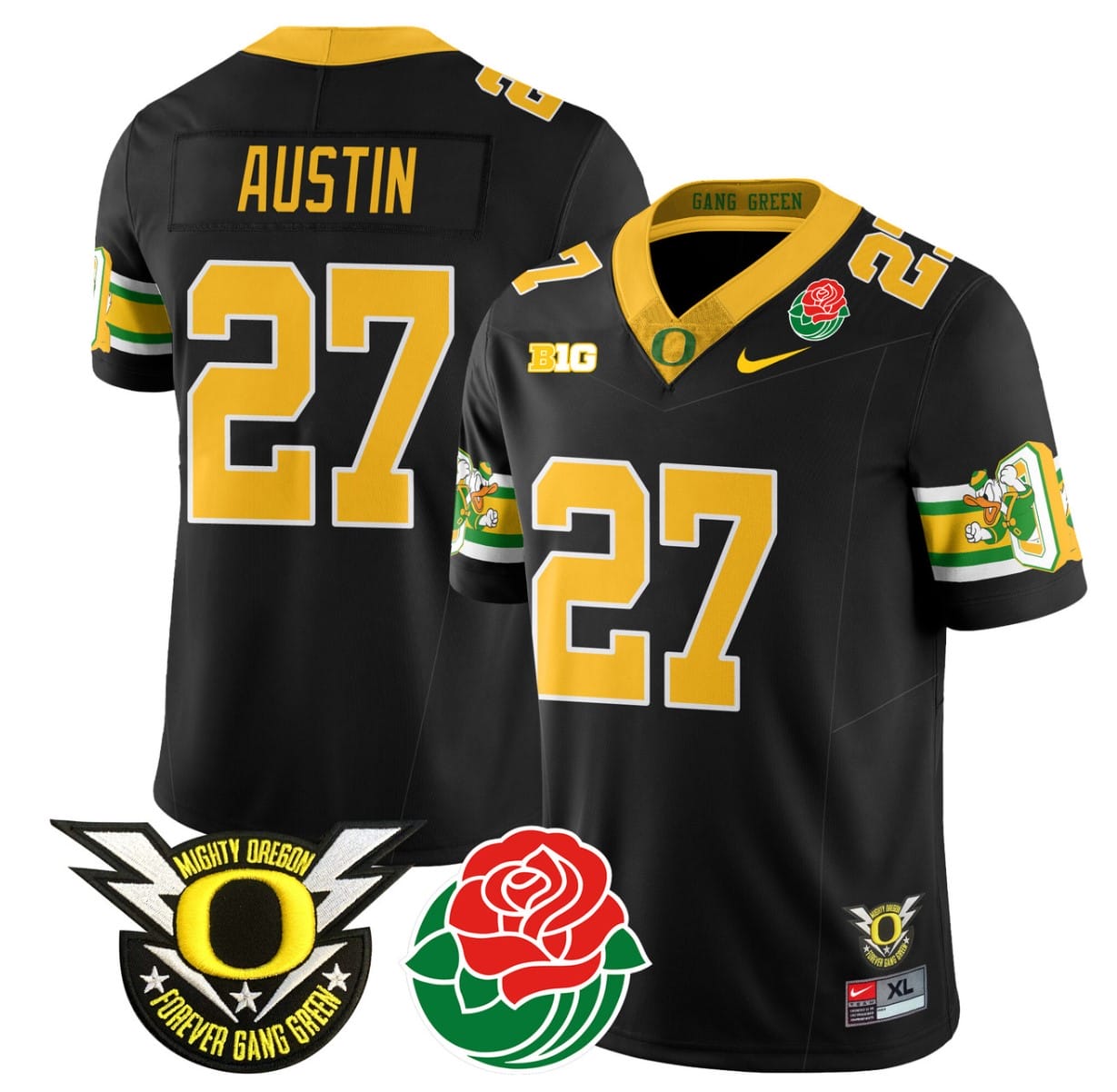 Daylen Austin Jersey #27 Oregon Ducks 2024 Mighty Rose Bowl Patch All Stitched Football 9 Daylen Austin Jersey #27 Oregon Ducks 2024 Mighty Rose Bowl Patch All Stitched Football - Image 9