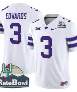 Alternative view of Dylan Edwards Jersey #3 Kansas State Wildcats 2025 Rate Bowl Patch Football All Stitched