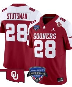 Danny Stutsman Jersey #28 Oklahoma Sooners 2025 Armed Forces Bowl Patch Football All Stitched
