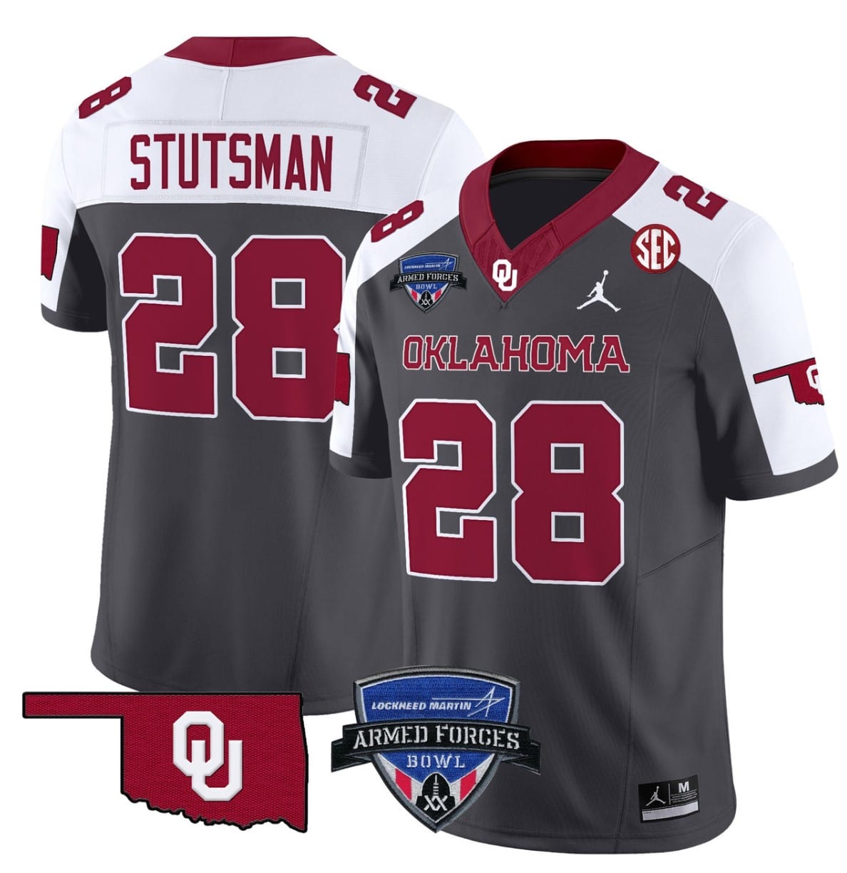 Danny Stutsman Jersey #28 Oklahoma Sooners 2025 Armed Forces Bowl Patch Football All Stitched 3 Danny Stutsman Jersey #28 Oklahoma Sooners 2025 Armed Forces Bowl Patch Football All Stitched - Image 3