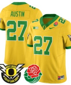 Daylen Austin Jersey #27 Oregon Ducks 2024 Mighty Rose Bowl Patch All Stitched Football 21 DN3LDNV