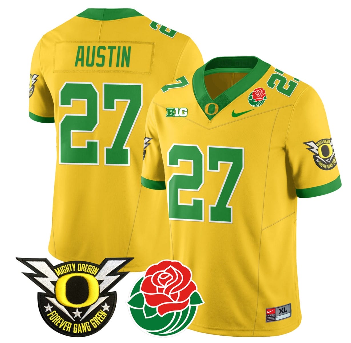 Daylen Austin Jersey #27 Oregon Ducks 2024 Mighty Rose Bowl Patch All Stitched Football 10 Daylen Austin Jersey #27 Oregon Ducks 2024 Mighty Rose Bowl Patch All Stitched Football - Image 10