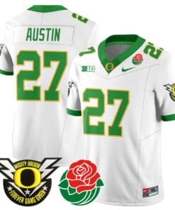 Daylen Austin Jersey #27 Oregon Ducks 2024 Mighty Rose Bowl Patch All Stitched Football 22 DPHTUX6