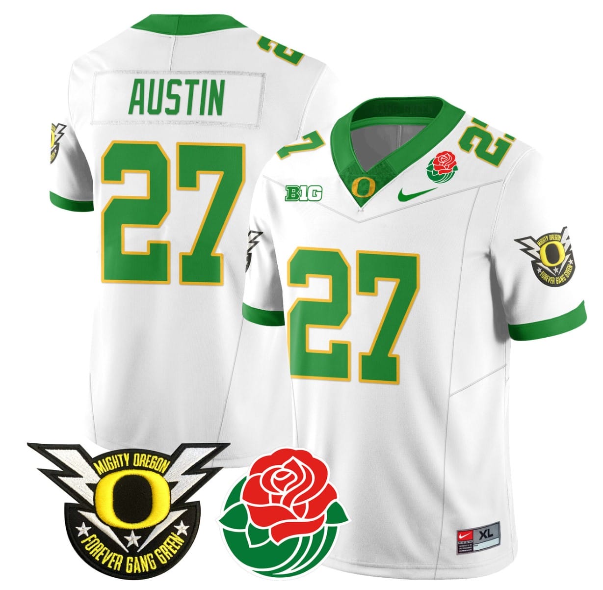 Daylen Austin Jersey #27 Oregon Ducks 2024 Mighty Rose Bowl Patch All Stitched Football 11 Daylen Austin Jersey #27 Oregon Ducks 2024 Mighty Rose Bowl Patch All Stitched Football - Image 11
