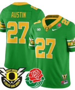 Daylen Austin Jersey #27 Oregon Ducks 2024 Mighty Rose Bowl Patch All Stitched Football 19 DPL67LD
