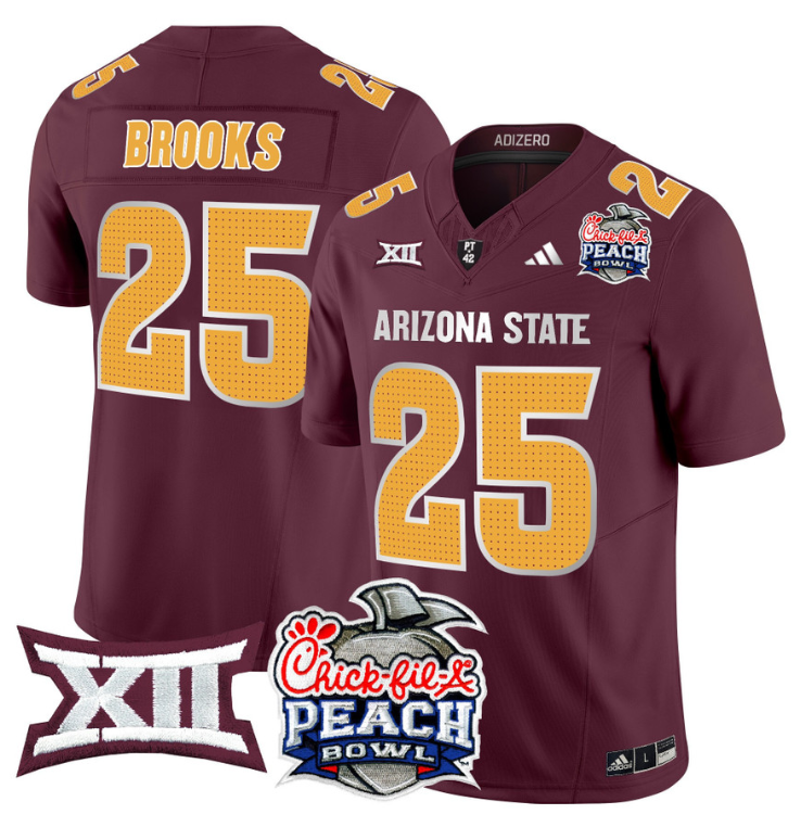 DeCarlos Brooks Jersey #25 Arizona State Sun Devils 2025 Peach Bowl Stitched Football 2 DeCarlos Brooks Jersey #25 Arizona State Sun Devils 2025 Peach Bowl Stitched Football - Image 2