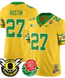 Daylen Austin Jersey #27 Oregon Ducks 2024 Mighty Rose Bowl Patch All Stitched Football 17 DSA5BW8