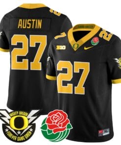 Daylen Austin Jersey #27 Oregon Ducks 2024 Mighty Rose Bowl Patch All Stitched Football