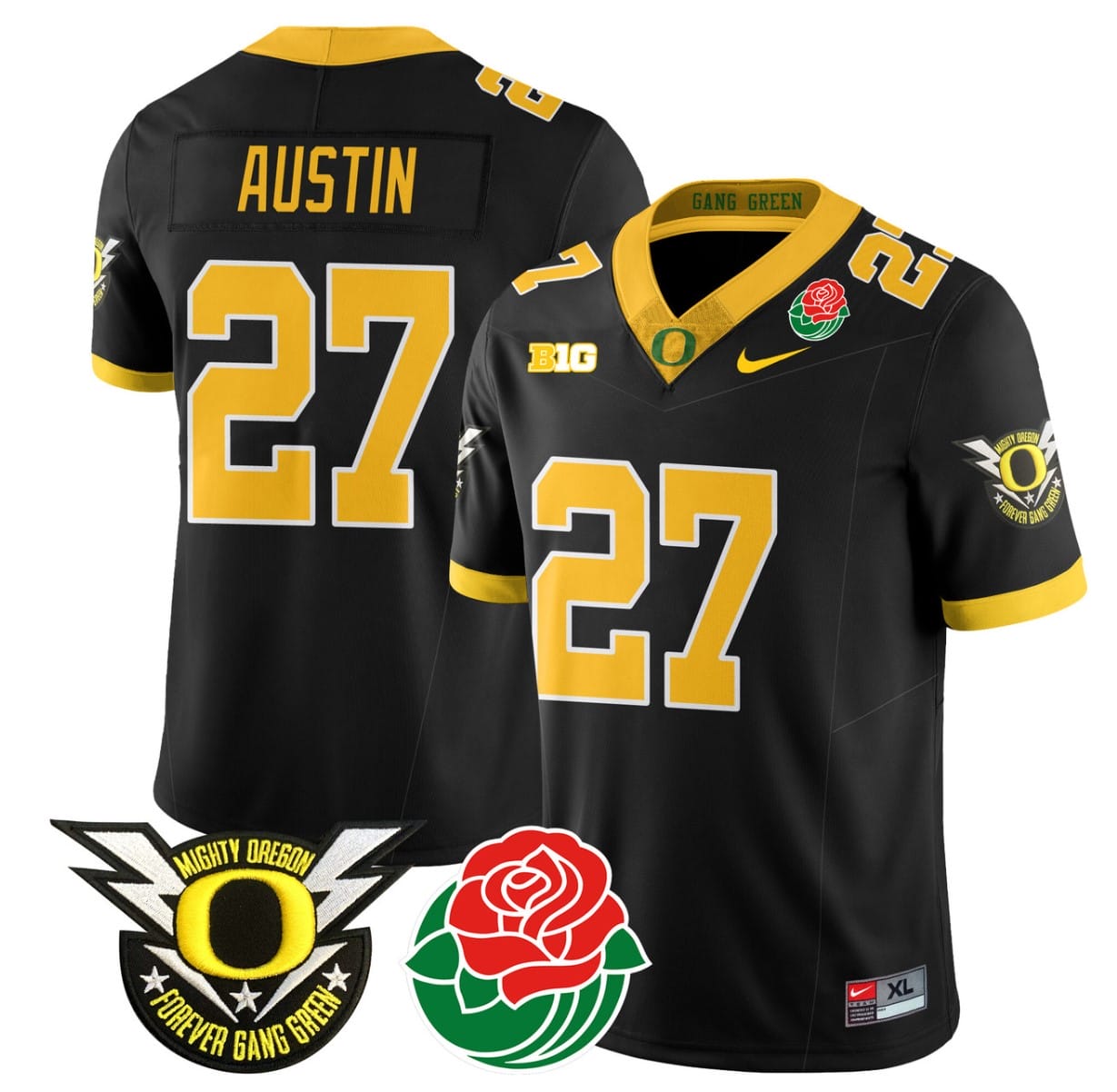 Daylen Austin Jersey #27 Oregon Ducks 2024 Mighty Rose Bowl Patch All Stitched Football 1 Daylen Austin Jersey #27 Oregon Ducks 2024 Mighty Rose Bowl Patch All Stitched Football