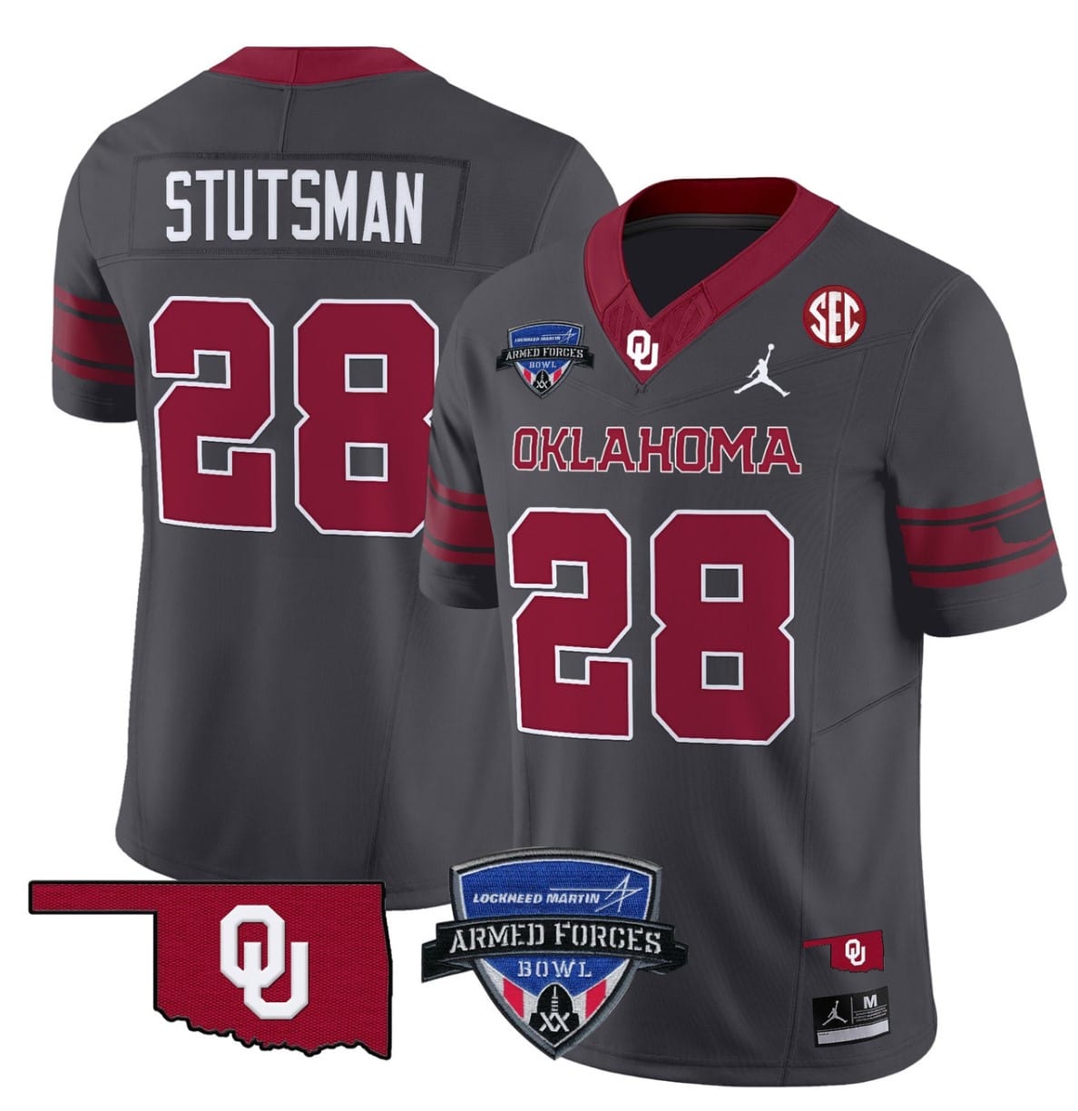 Danny Stutsman Jersey #28 Oklahoma Sooners 2025 Armed Forces Bowl Patch Football All Stitched 6 Danny Stutsman Jersey #28 Oklahoma Sooners 2025 Armed Forces Bowl Patch Football All Stitched - Image 6