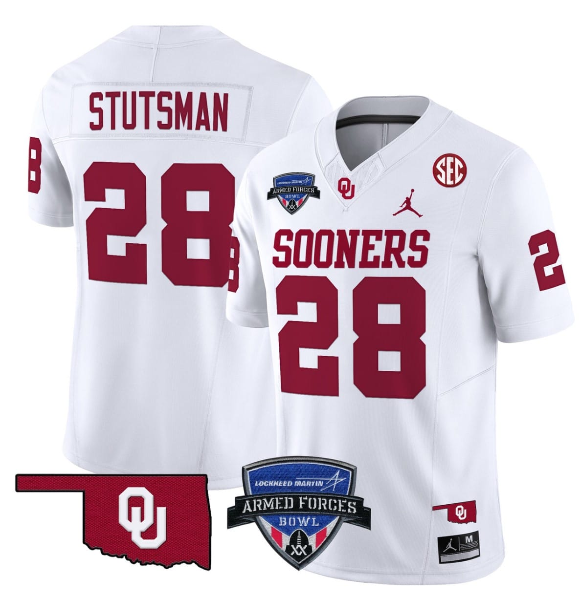Danny Stutsman Jersey #28 Oklahoma Sooners 2025 Armed Forces Bowl Patch Football All Stitched 2 Danny Stutsman Jersey #28 Oklahoma Sooners 2025 Armed Forces Bowl Patch Football All Stitched - Image 2