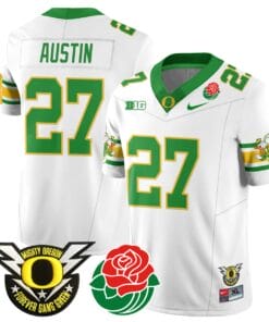 Daylen Austin Jersey #27 Oregon Ducks 2024 Mighty Rose Bowl Patch All Stitched Football 18 DXENAMN