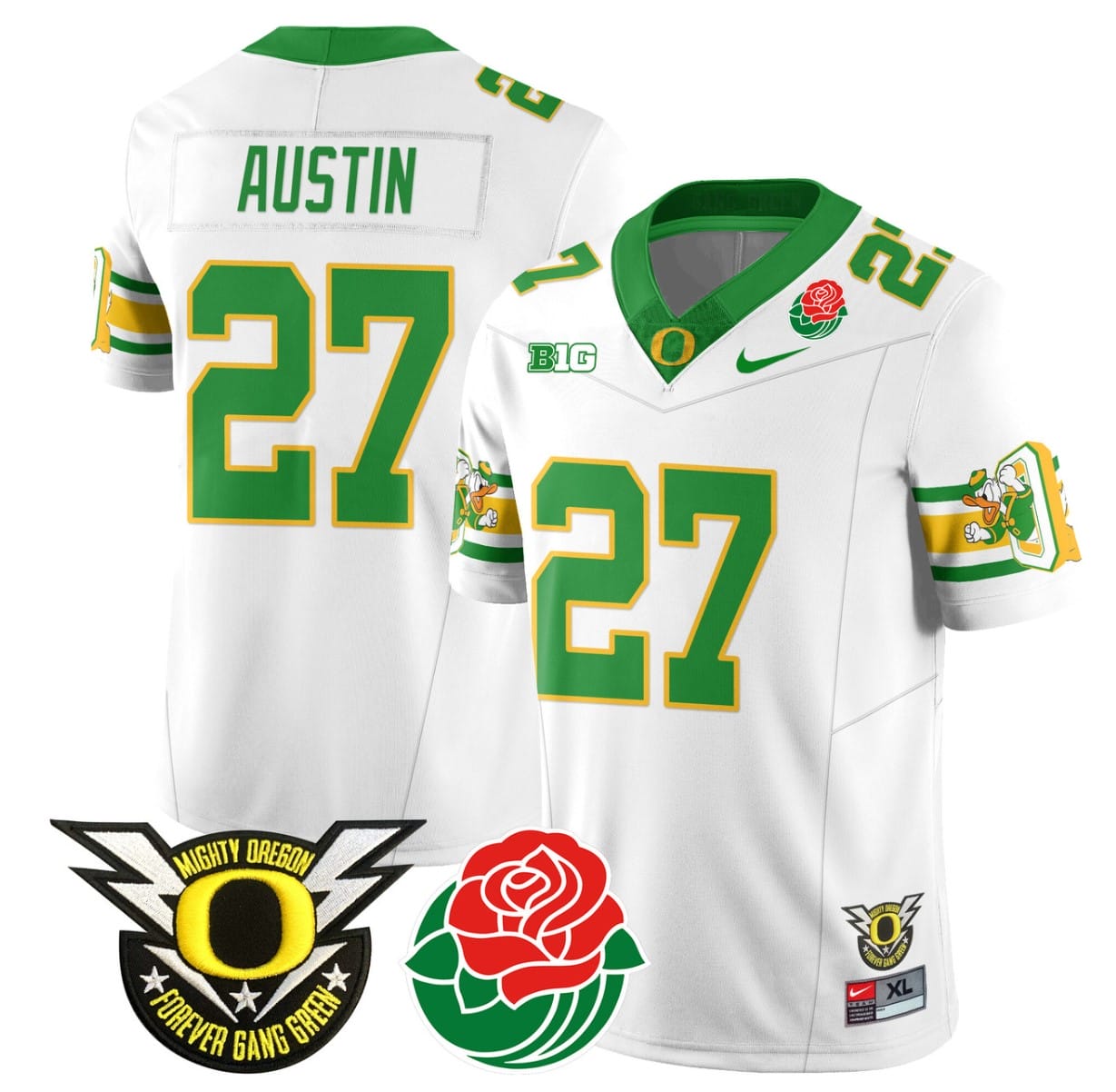 Daylen Austin Jersey #27 Oregon Ducks 2024 Mighty Rose Bowl Patch All Stitched Football 7 Daylen Austin Jersey #27 Oregon Ducks 2024 Mighty Rose Bowl Patch All Stitched Football - Image 7