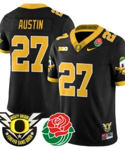 Daylen Austin Jersey #27 Oregon Ducks 2024 Mighty Rose Bowl Patch All Stitched Football 16 DXRCA5A
