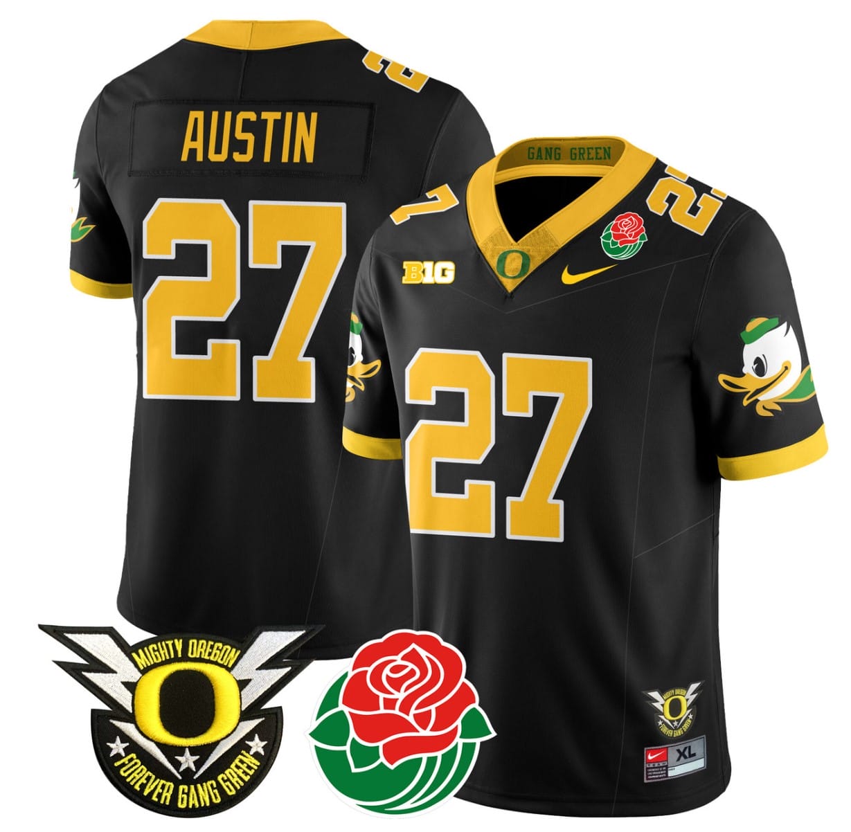 Daylen Austin Jersey #27 Oregon Ducks 2024 Mighty Rose Bowl Patch All Stitched Football 5 Daylen Austin Jersey #27 Oregon Ducks 2024 Mighty Rose Bowl Patch All Stitched Football - Image 5
